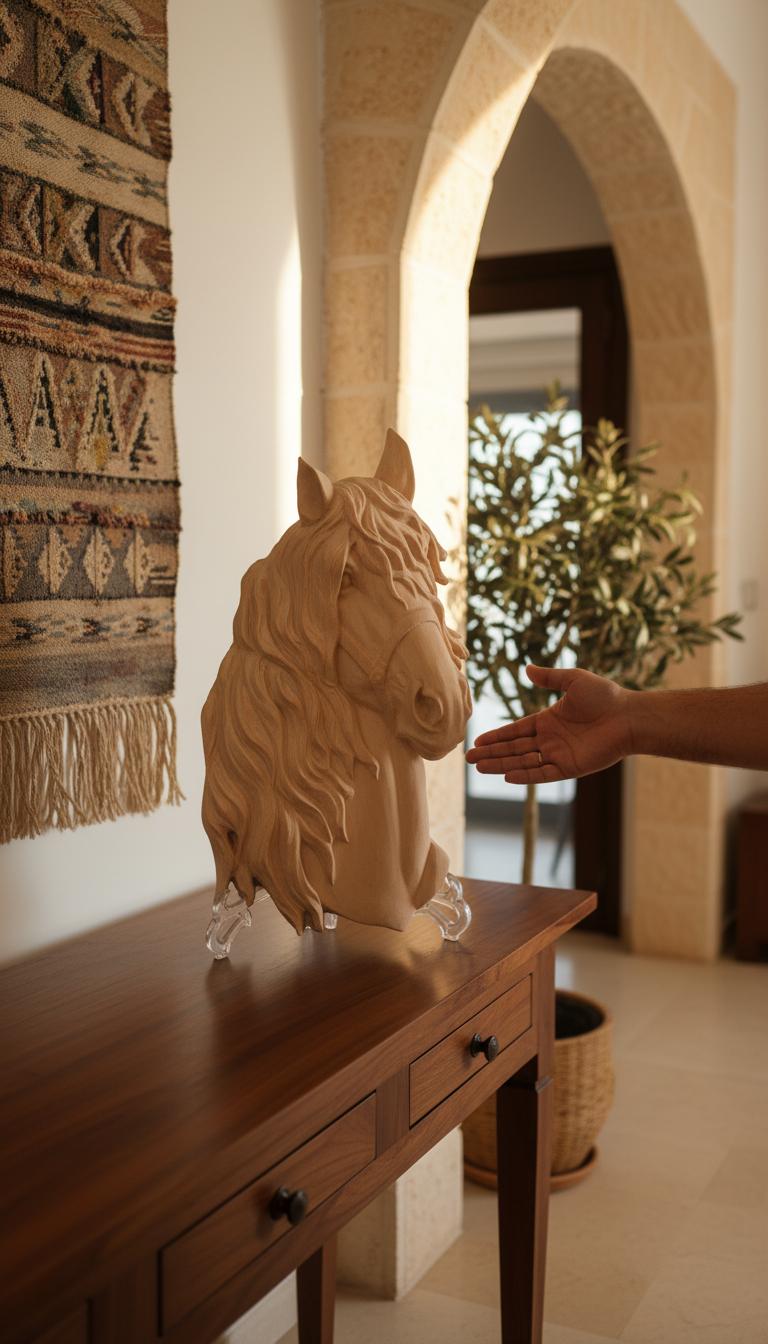 Carved Wooden Horse Head Sculpture